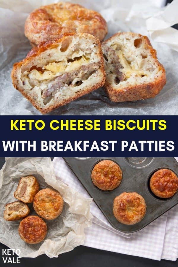 Keto Cheese Biscuits With Breakfast Patties | KetoVale