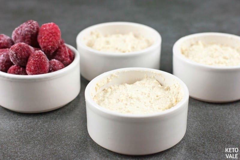 top raspberries on ricotta mixture