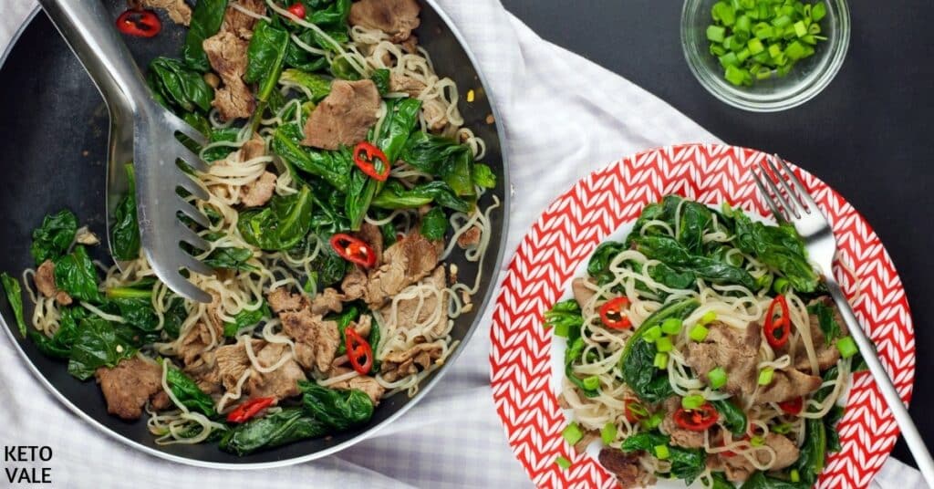 beef spinach noodles stir fry recipe