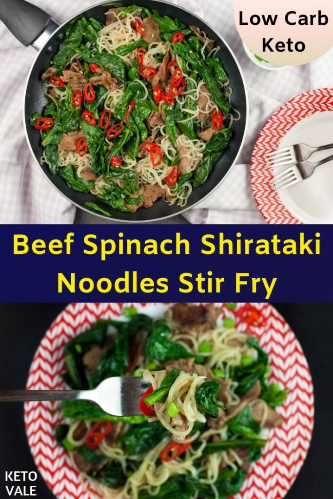 keto beef spinach noodles stir fry