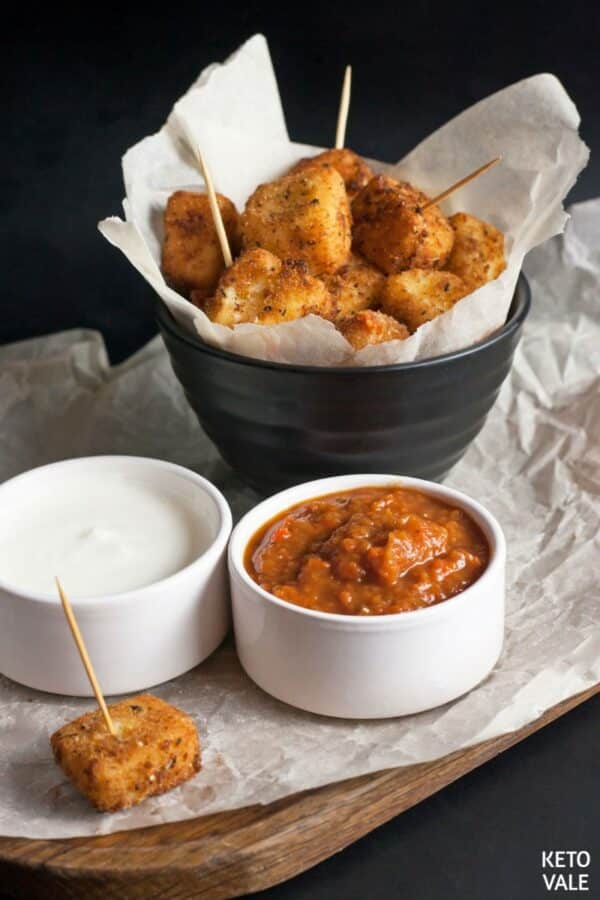 Keto Fried Mozzarella Sticks Low Carb Recipe KetoVale