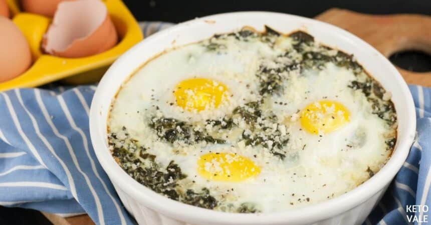 Keto Creamy Spinach Egg Casserole Low Carb Recipe | KetoVale