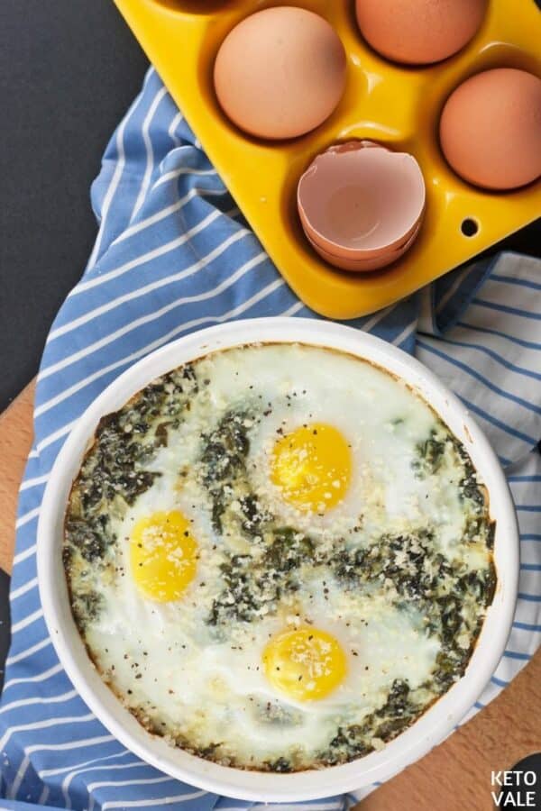 Keto Creamy Spinach Egg Casserole Low Carb Recipe | KetoVale