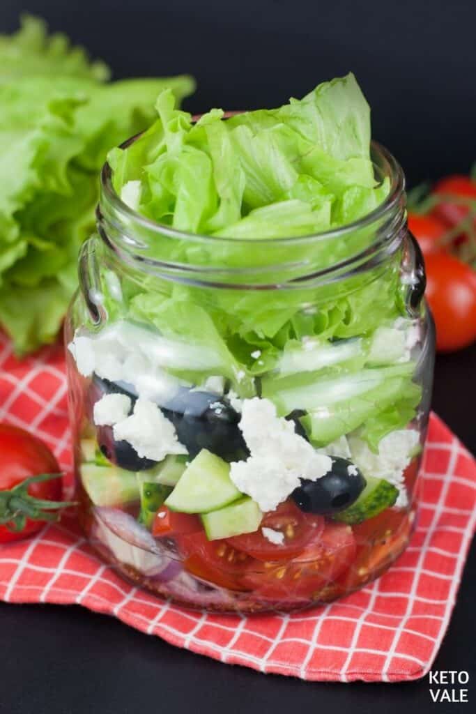 Keto Greek Style Jar Salad Low Carb Recipe
