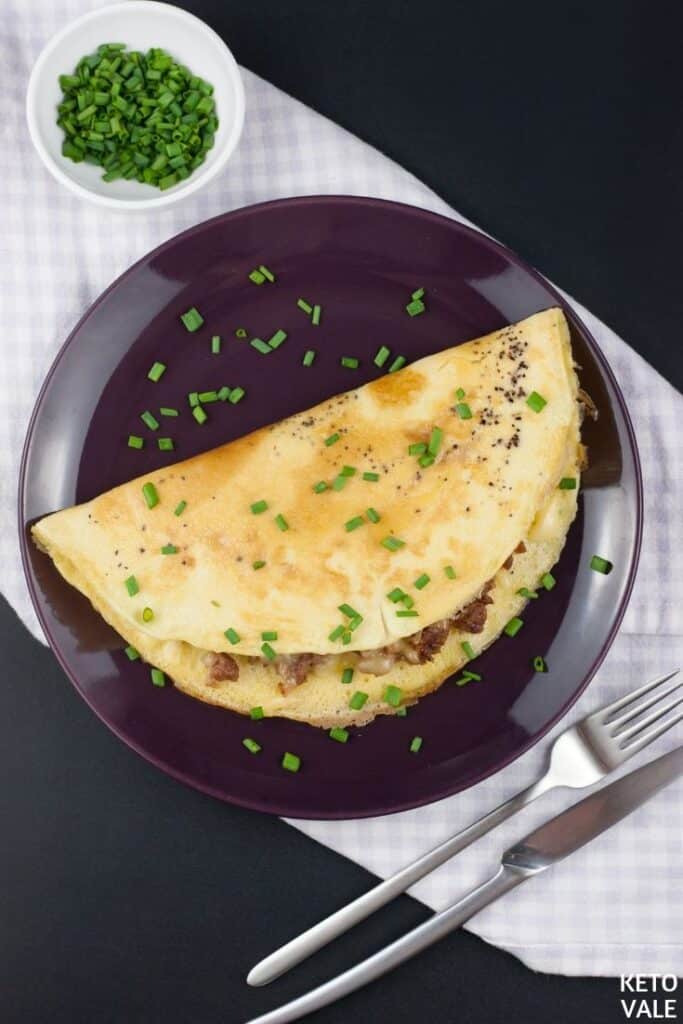 Keto Ground Pork Omelette with Cheese | KetoVale