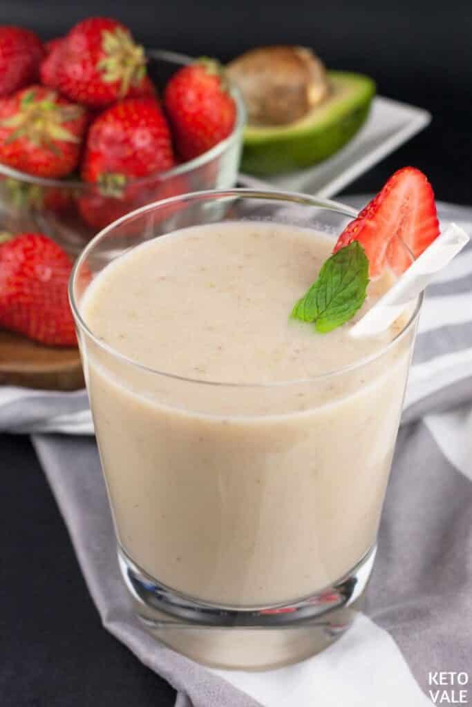 keto strawberry avocado collagen milkshake