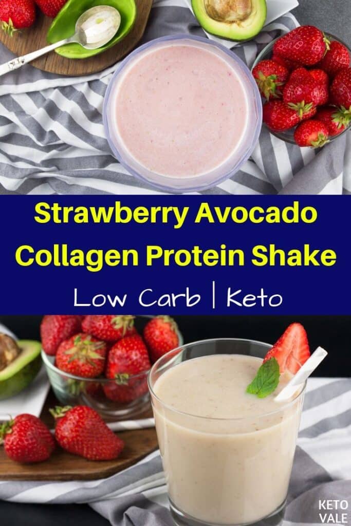 low carb strawberry avocado collagen milkshake