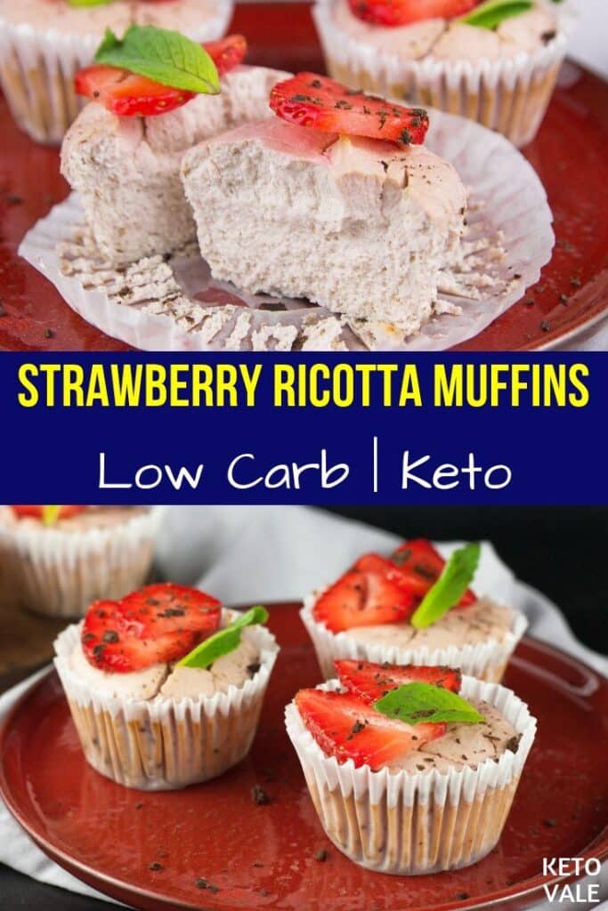 low carb strawberry ricotta muffin