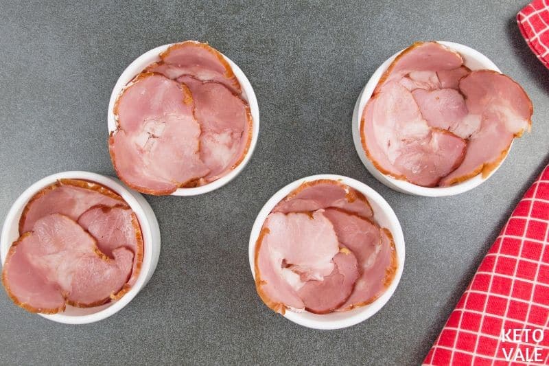 add ham in muffin cups