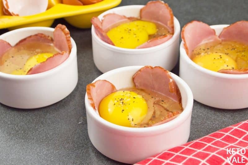crack egg on ham