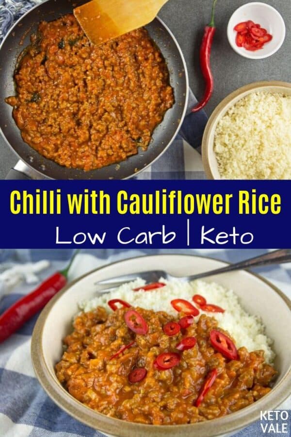Keto Chilli Con Carne with Cauliflower Rice Low Carb Recipe KetoVale