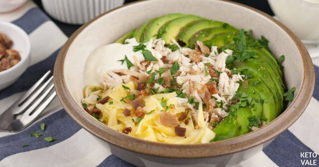 egg chicken avocado keto breakfast bowl