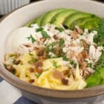 egg chicken avocado keto breakfast bowl