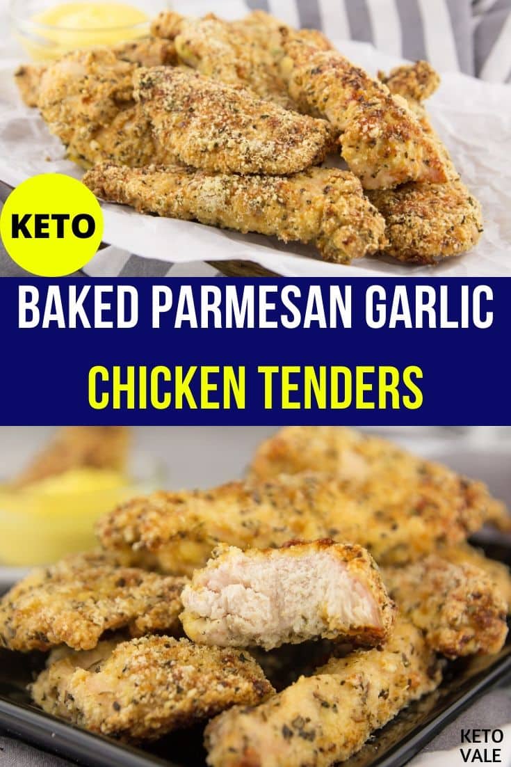 Keto Oven Baked Garlic Parmesan Chicken Tenders Low Carb Recipe KetoVale