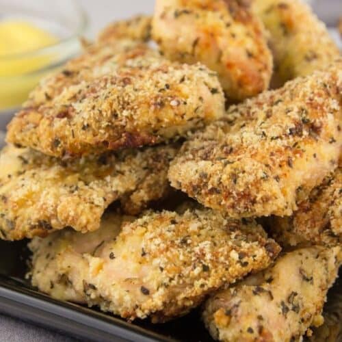 Keto Oven Baked Garlic Parmesan Chicken Tenders Low Carb Recipe KetoVale