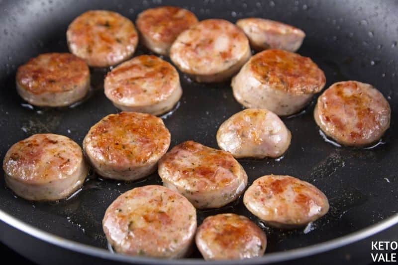 brown pork sausage slices