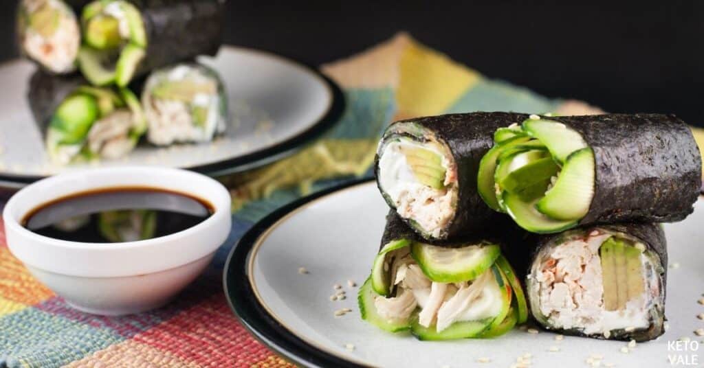 chicken avocado cucumber nori rolls