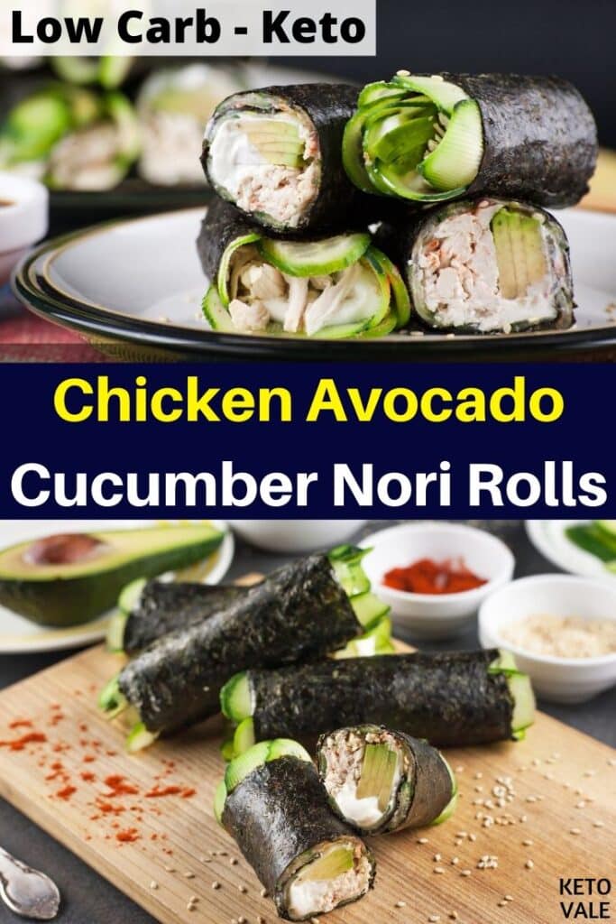 Keto Chicken Avocado Cucumber Nori Rolls KetoVale