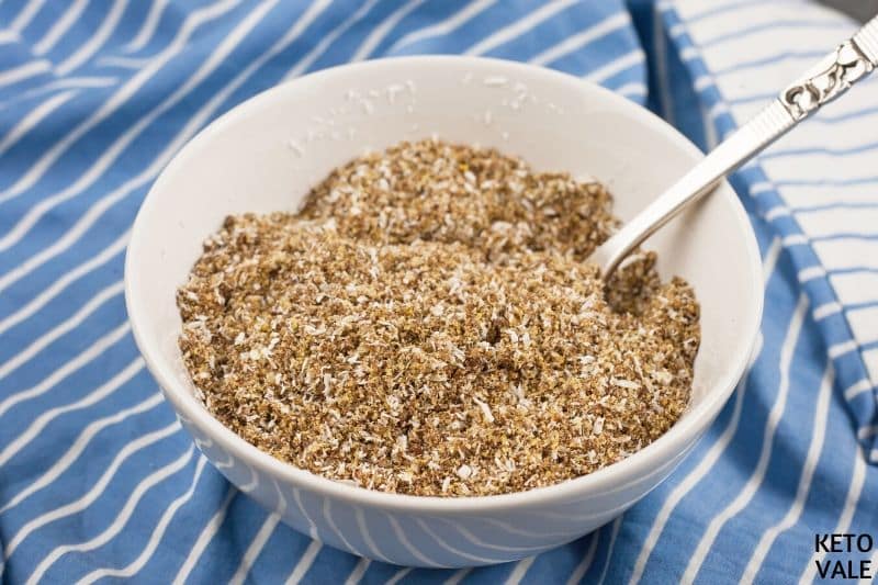 mix shredded coconut and flaxseed meal