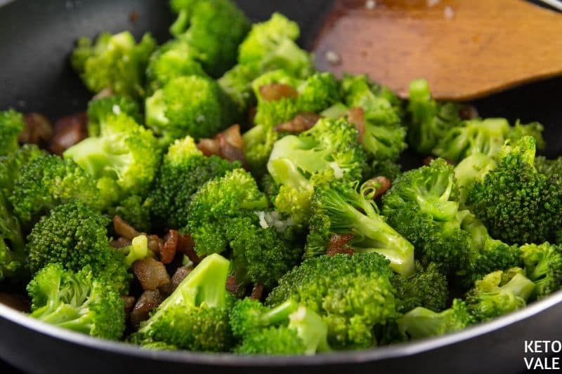 saute bacon garlic broccoli