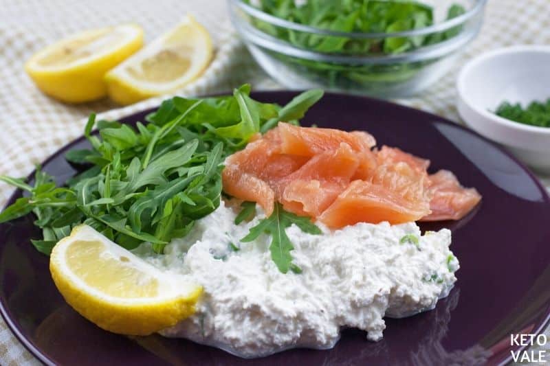 arrange salmon rocket leaves