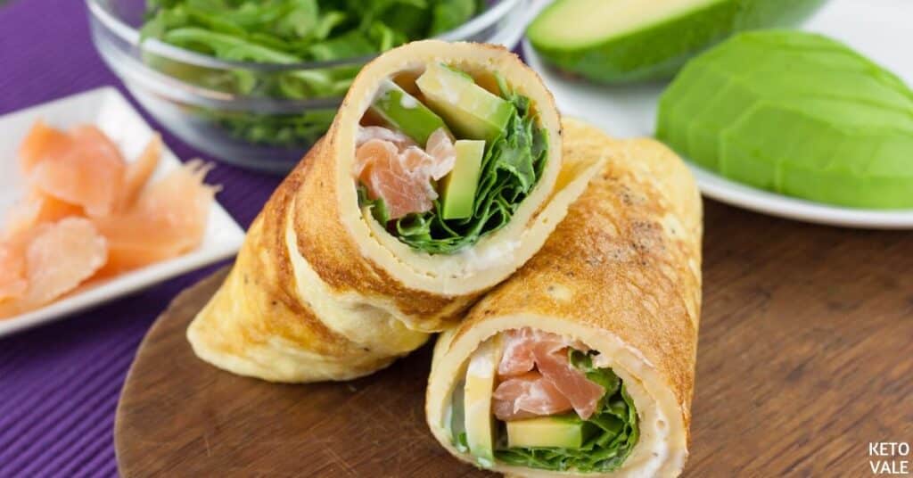 arugula avocado salmon egg rolls