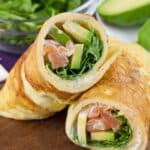 arugula avocado salmon egg rolls