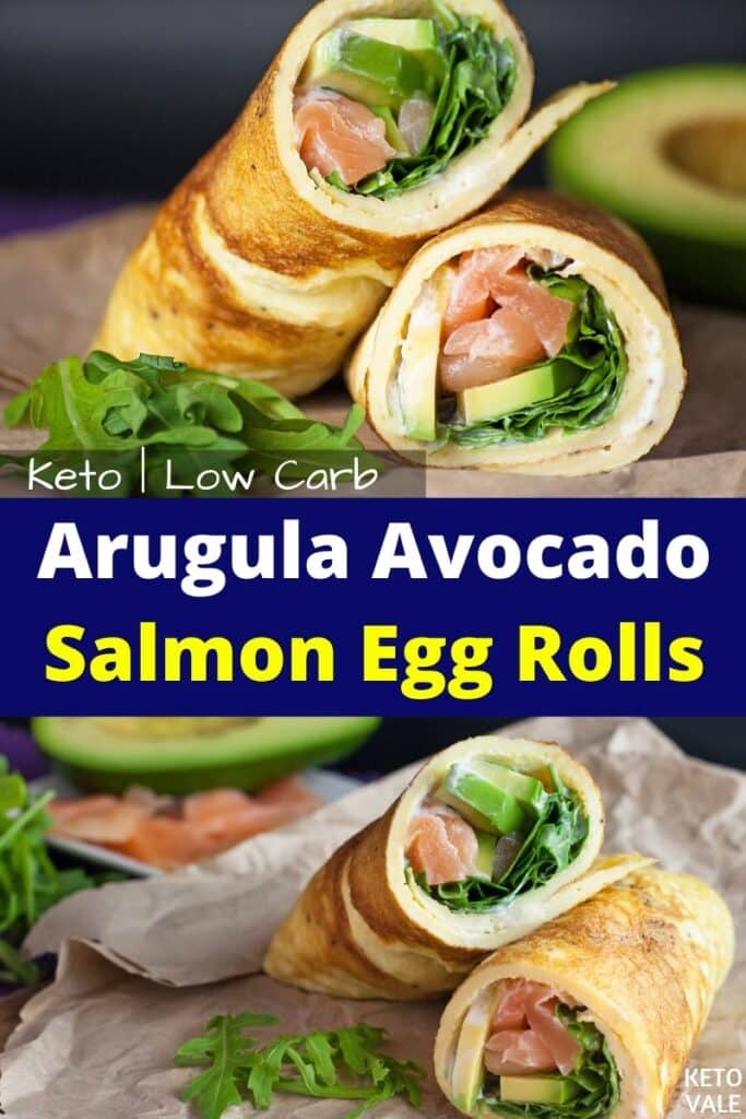 keto arugula avocado salmon egg rolls