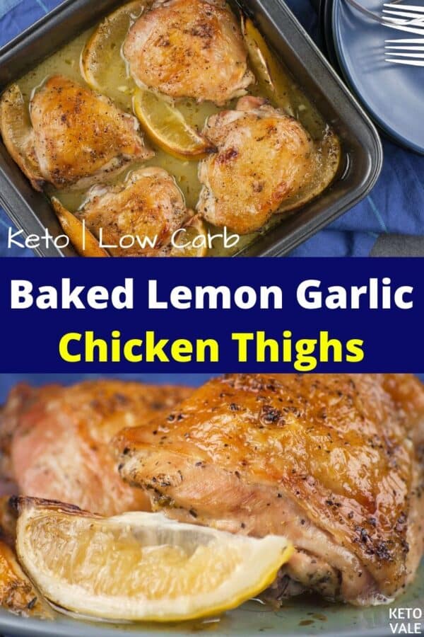 Easy Oven Baked Lemon Garlic Chicken Thighs Low Carb Recipe | KetoVale