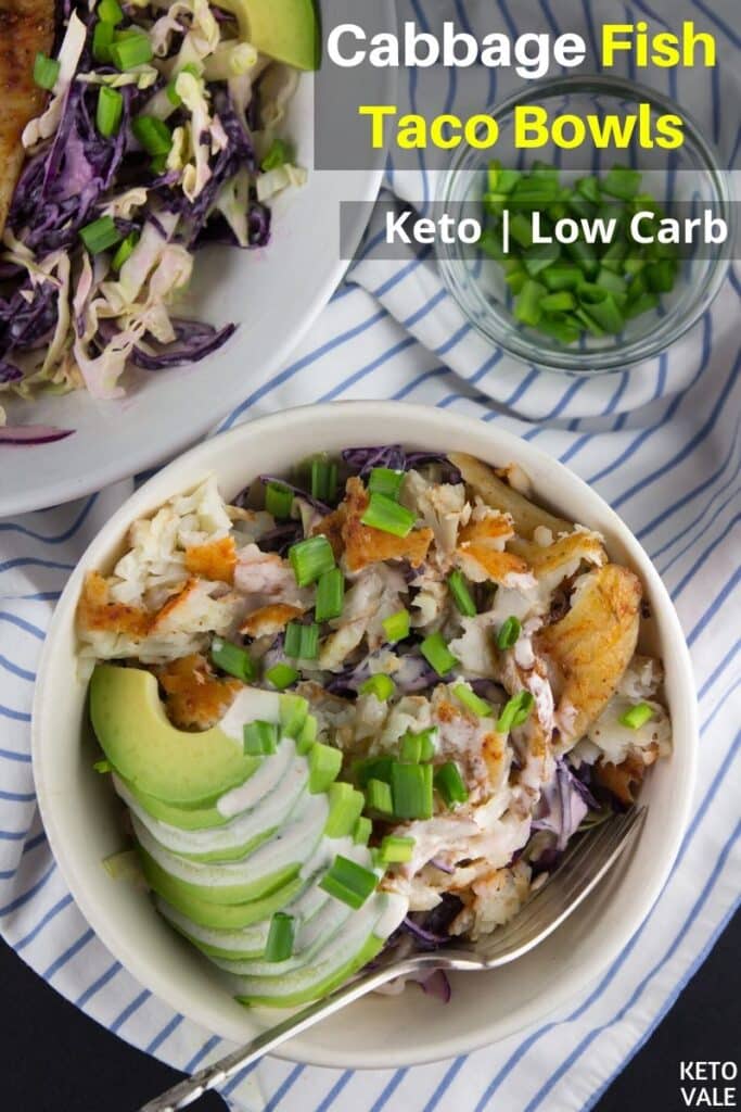 low carb cabbage fish taco bowls