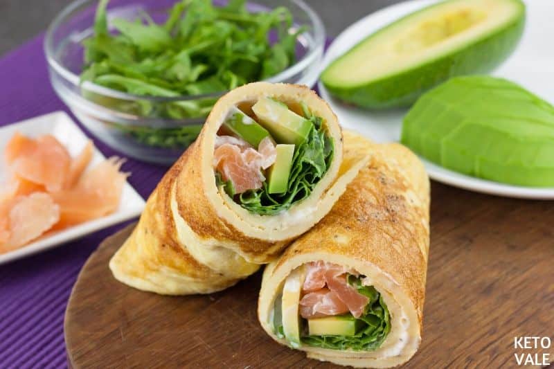 roll egg omelettes cut half