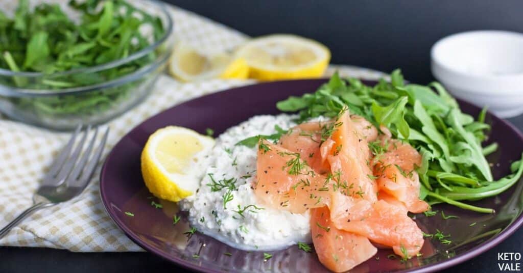 salmon cottage cheese and rocket salad