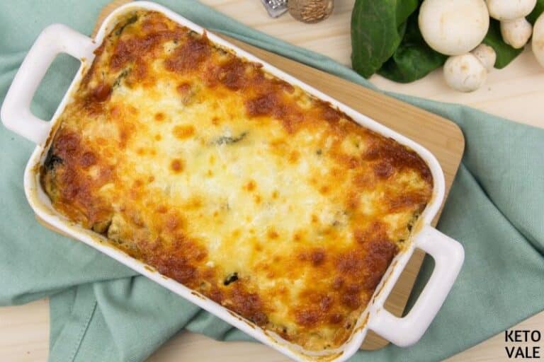 Keto Chicken Spinach Mushroom Casserole Low Carb Recipe | KetoVale