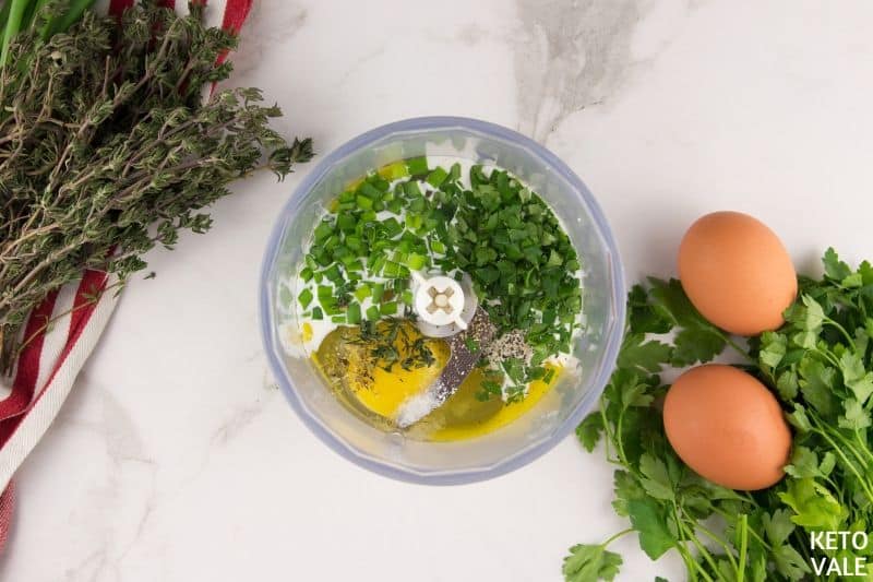 blend eggs herbs heavy cream