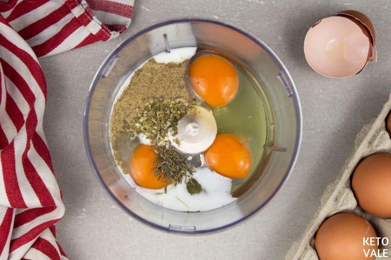 blend heavy cream eggs herbs