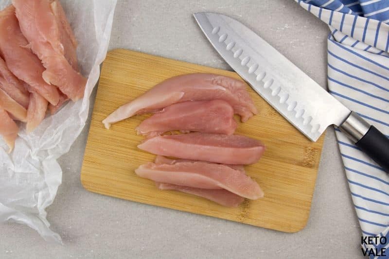 cut chicken breast slices