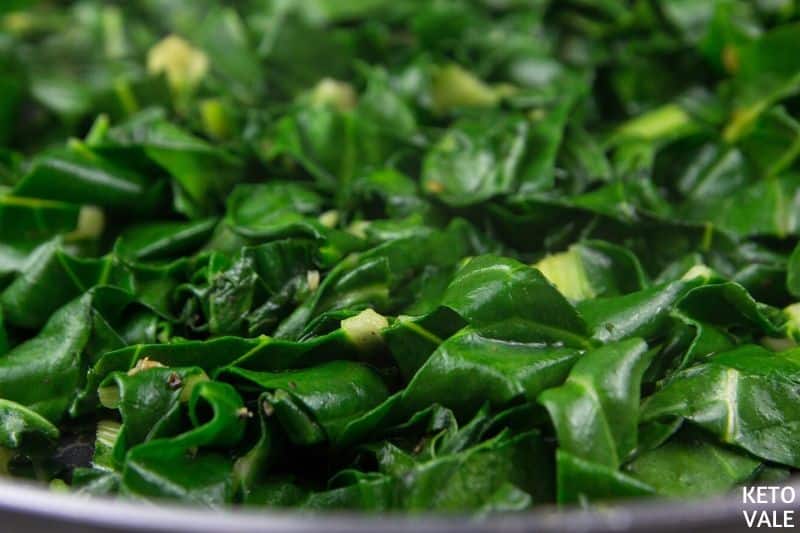 cut swiss chard small pieces