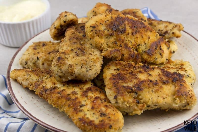 Easy Keto Almond Crusted Chicken Fingers Low Carb Recipe | KetoVale