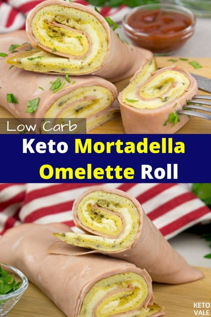 keto mortadella omelette roll