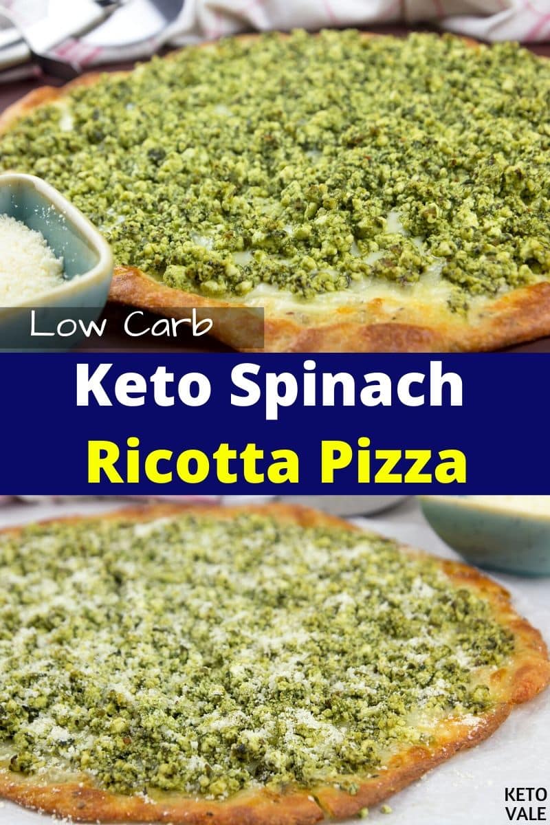 Easy Keto Spinach Ricotta Pizza Low Carb Gluten Free Recipe | KetoVale