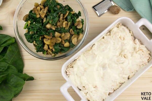 Keto Chicken Spinach Mushroom Casserole Low Carb Recipe | KetoVale