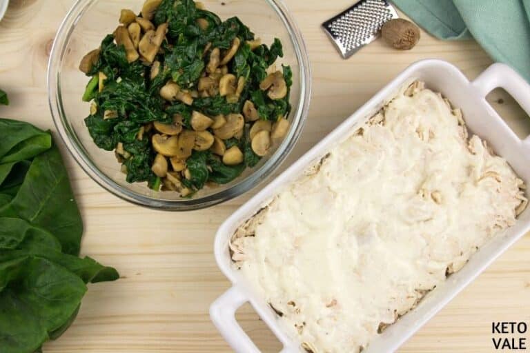 Keto Chicken Spinach Mushroom Casserole Low Carb Recipe | KetoVale
