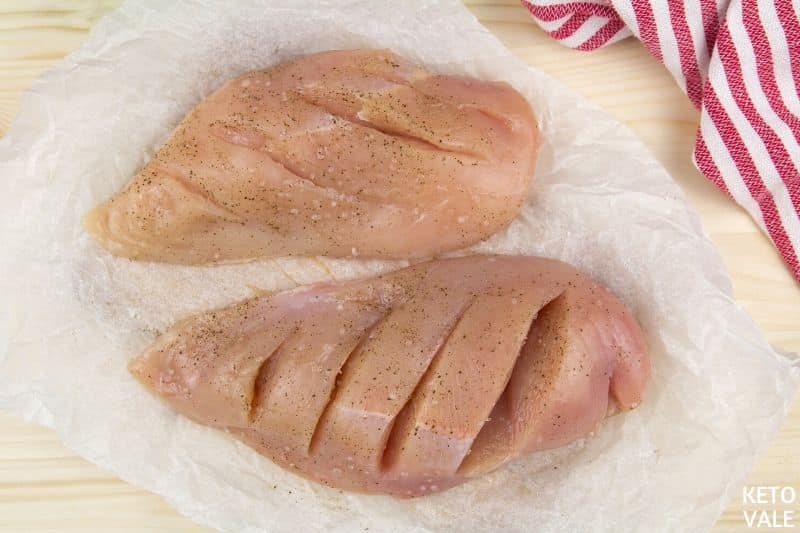 slice deep cuts chicken breast