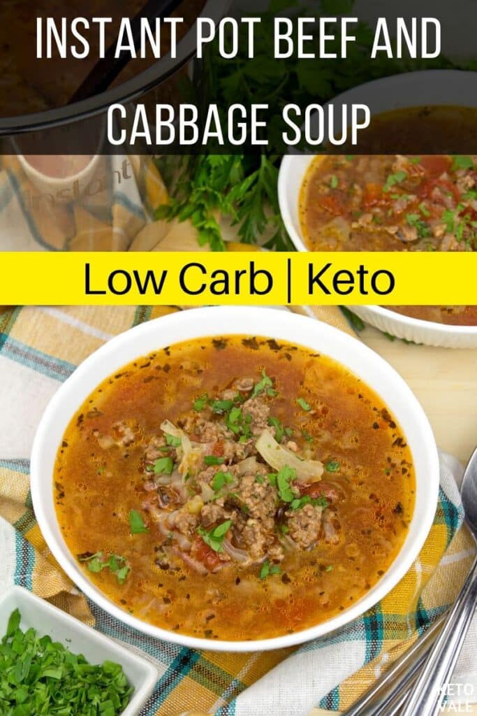 Keto Instant Pot Beef and Cabbage Soup Low Carb Recipe | KetoVale