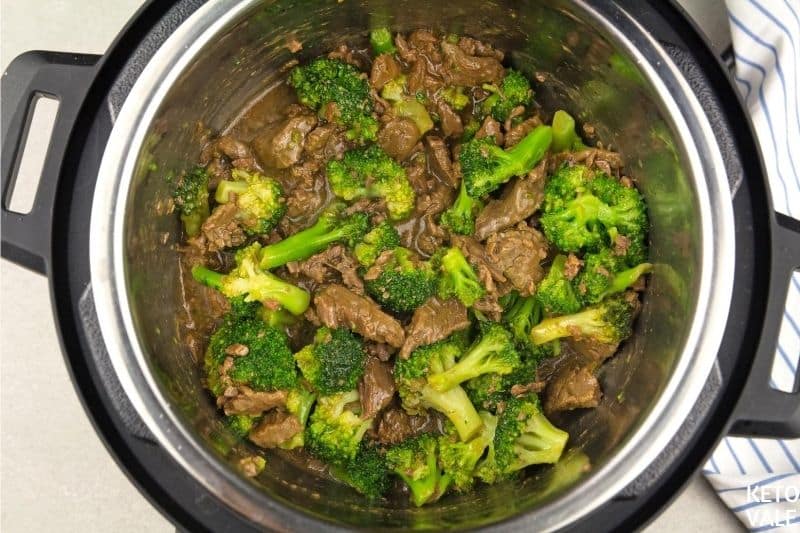 add steamed broccoli to beef