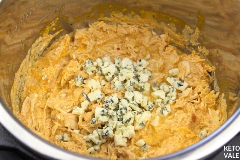 shred chicken with blue cheese