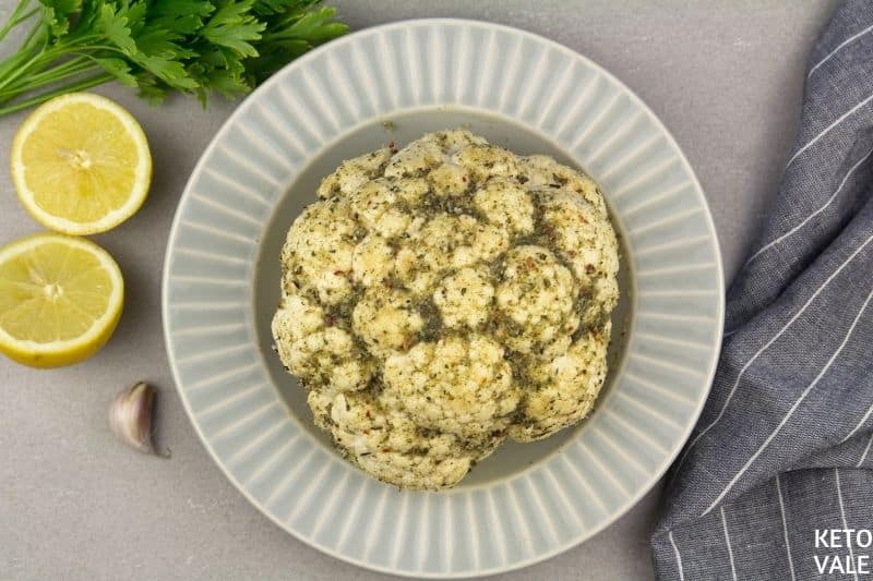 rub cauliflower with herbs