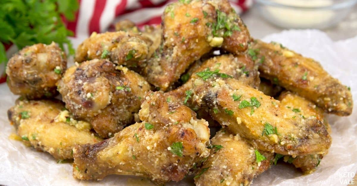 Keto Air Fryer Garlic Parmesan Chicken Wings Low Carb Recipe | KetoVale