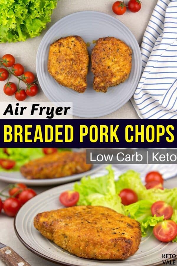 Crispy Air Fryer Keto Breaded Pork Chops Low Carb Recipe KetoVale