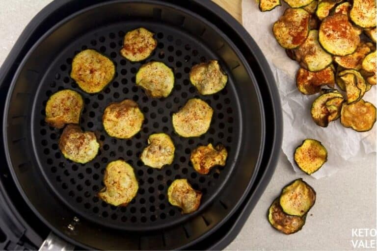 Easy Keto Air Fryer Zucchini Chips Low Carb Recipe (3 Net Carbs) KetoVale